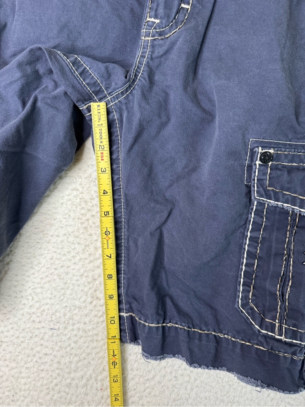 Rock Revival Classic Cargo Shorts Navy Blue Men's Size 33 Distressed - Picture 11 of 11